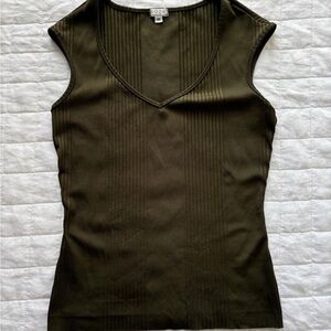 Y2K vintage stretchy tank - army green color - size M